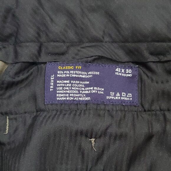 Stafford Brown Sharkskin Traveler Grey Pants 42x30 - Picture 4 of 5